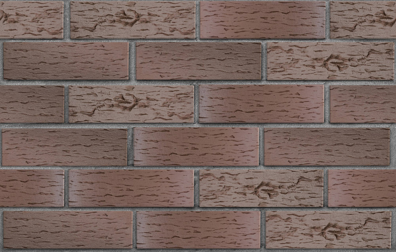 Клинкер фасадный темно-терракотовый флэш Брюгге береста